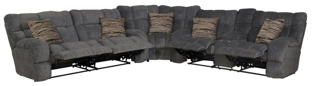 Catnapper - Ashland 3 Piece Power Lay Flat Reclining Sectional in Granite/Night - 63591-98-599-NIGHT - GreatFurnitureDeal