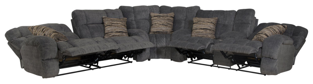 Catnapper - Ashland 3 Piece Power Lay Flat Reclining Sectional in Granite/Night - 63591-98-599-NIGHT - GreatFurnitureDeal
