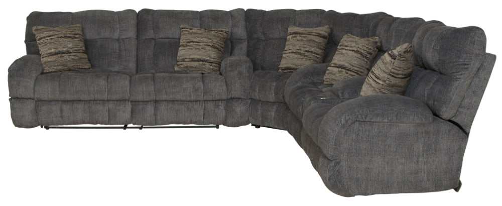 Catnapper - Ashland 3 Piece Power Lay Flat Reclining Sectional in Granite/Night - 63591-98-599-NIGHT - GreatFurnitureDeal