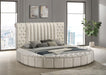 Coaster Furniture - Sonya Upholstered Queen Round Storage Bed Ivory - 360111Q - GreatFurnitureDeal