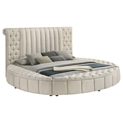 Coaster Furniture - Sonya Upholstered King Round Storage Bed Ivory - 360111KE - GreatFurnitureDeal