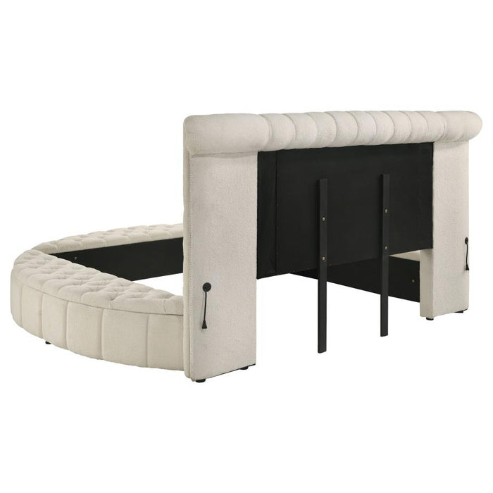 Coaster Furniture - Sonya Upholstered Queen Round Storage Bed Ivory - 360111Q - GreatFurnitureDeal