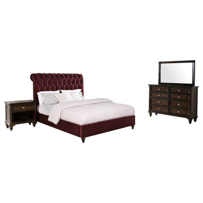 Coaster Furniture - Devon 5-Piece King Bedroom Set Wine Red and Dark Oak - 360341KE-S5 - GreatFurnitureDeal