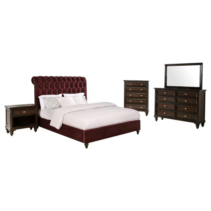 Coaster Furniture - Devon 5-Piece Queen Bedroom Set Wine Red and Dark Oak - 360341Q-S5 - GreatFurnitureDeal