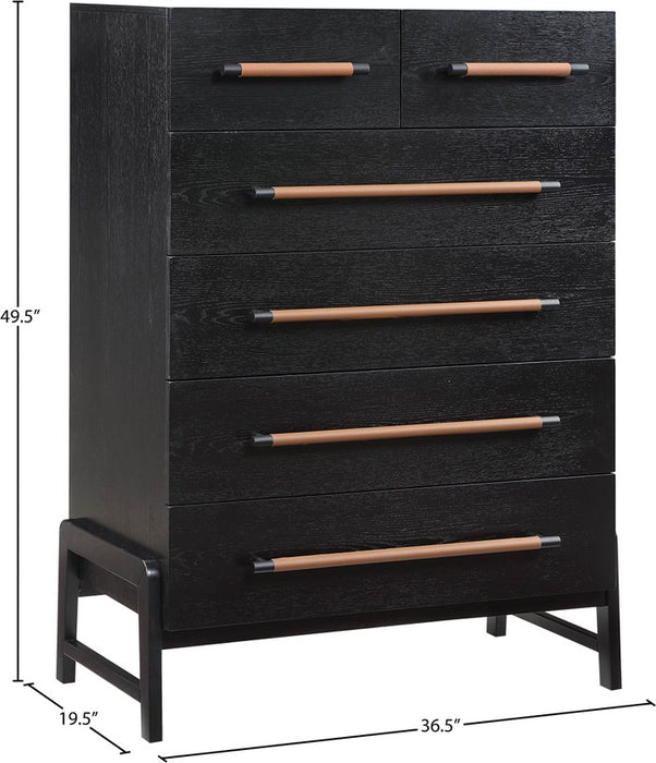 Meridian Furniture - Kaya Black Oak Veneer And Vegan Leather Handle Chest - 360Black-CH - GreatFurnitureDeal