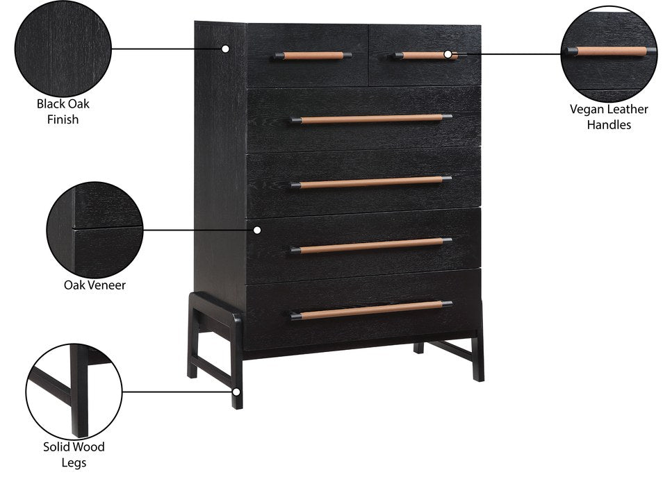 Meridian Furniture - Kaya Black Oak Veneer And Vegan Leather Handle Chest - 360Black-CH - GreatFurnitureDeal