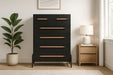 Meridian Furniture - Kaya Black Oak Veneer And Vegan Leather Handle Chest - 360Black-CH - GreatFurnitureDeal