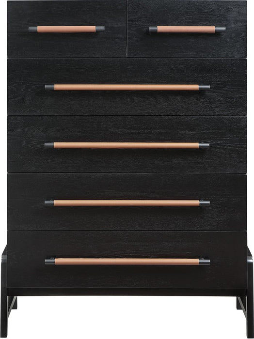 Meridian Furniture - Kaya Black Oak Veneer And Vegan Leather Handle Chest - 360Black-CH - GreatFurnitureDeal