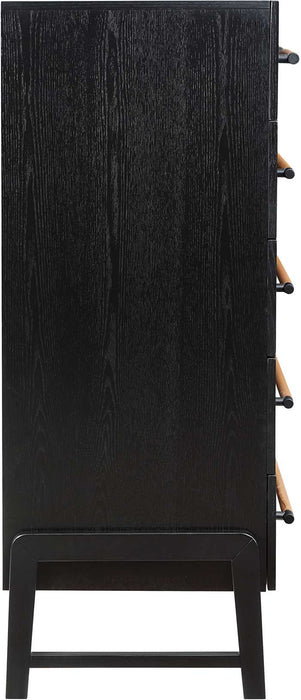 Meridian Furniture - Kaya Black Oak Veneer And Vegan Leather Handle Chest - 360Black-CH - GreatFurnitureDeal