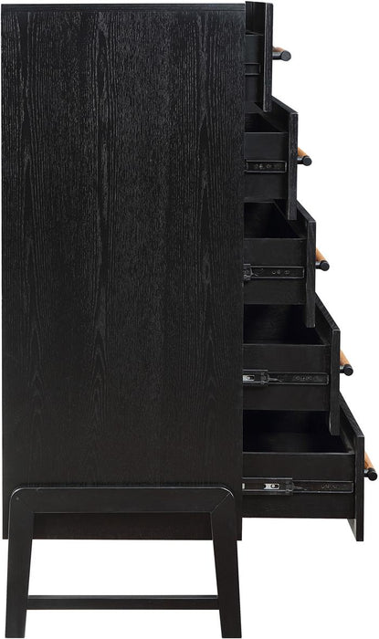 Meridian Furniture - Kaya Black Oak Veneer And Vegan Leather Handle Chest - 360Black-CH - GreatFurnitureDeal