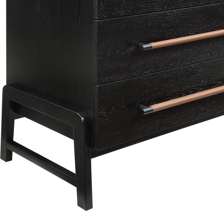 Meridian Furniture - Kaya Black Oak Veneer And Vegan Leather Handle Chest - 360Black-CH - GreatFurnitureDeal