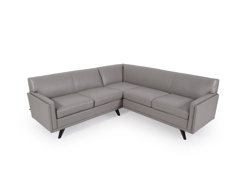 Moroni - Milo Mid-Century Full Leather Sectional 2pcs in Argent - 361SCBS1308