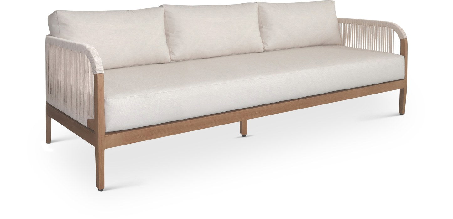Meridian Furniture - Maui 88" Cream Water Resistant Fabric Upholstered Outdoor Patio Sofa - 361Cream-S - GreatFurnitureDeal