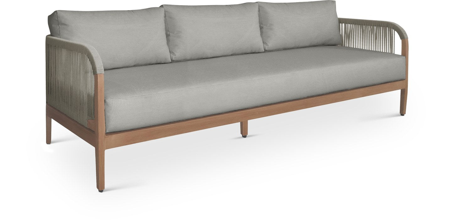 Meridian Furniture - Maui 88" Grey Water Resistant Fabric Upholstered Outdoor Patio Sofa - 361Grey-S - GreatFurnitureDeal