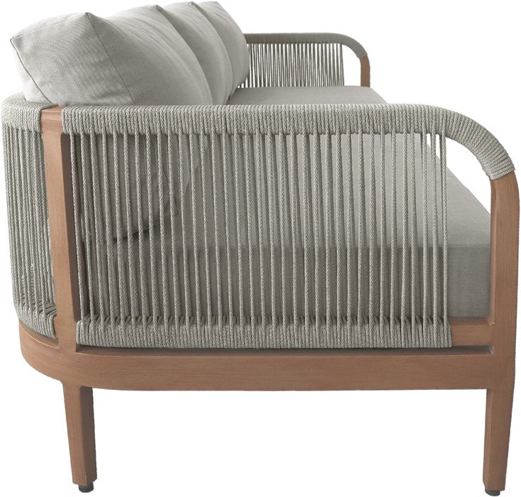 Meridian Furniture - Maui 88" Grey Water Resistant Fabric Upholstered Outdoor Patio Sofa - 361Grey-S - GreatFurnitureDeal