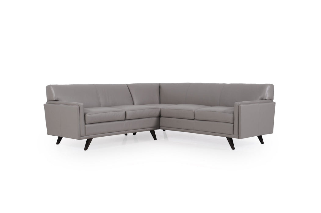Moroni - Milo Mid-Century Full Leather Sectional 2pcs in Argent - 361SCBS1308