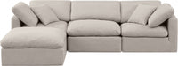 Meridian Furniture - Indulge 105" Linen Textured Fabric Upholstered 4 Piece Modular Sectional - 141Beige-Sec4A - GreatFurnitureDeal