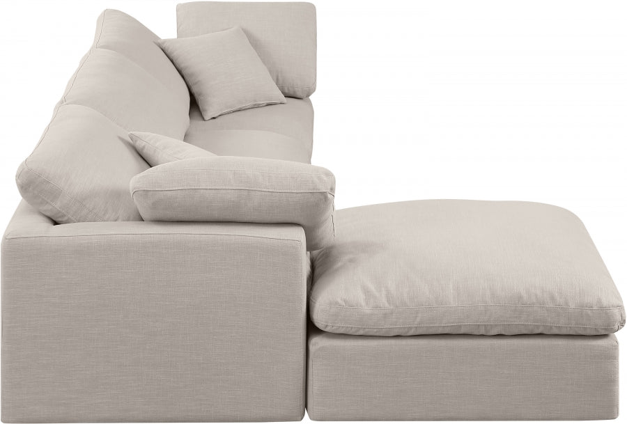 Meridian Furniture - Indulge 105" Linen Textured Fabric Upholstered 4 Piece Modular Sectional - 141Beige-Sec4A - GreatFurnitureDeal