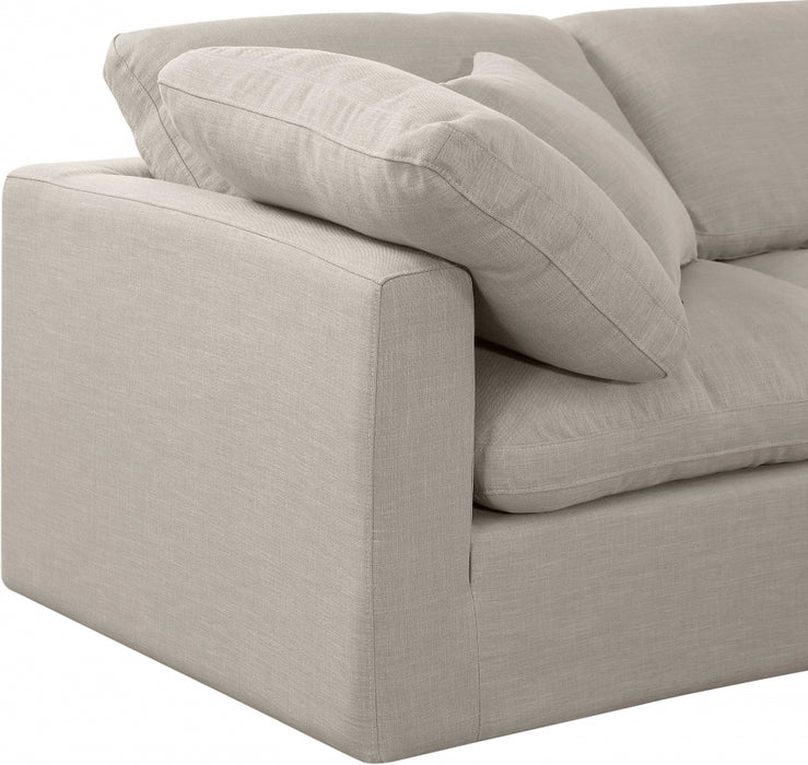 Meridian Furniture - Indulge 105" Linen Textured Fabric Upholstered 4 Piece Modular Sectional - 141Beige-Sec4A - GreatFurnitureDeal