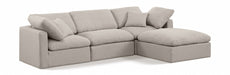 Meridian Furniture - Indulge 105" Linen Textured Fabric Upholstered 4 Piece Modular Sectional - 141Beige-Sec4A - GreatFurnitureDeal