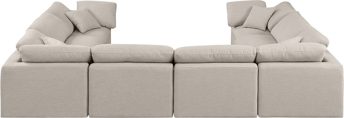 Meridian Furniture - Indulge 140" Linen Textured Fabric Upholstered 8 Piece Modular Sectional - 141Beige-Sec8A - GreatFurnitureDeal