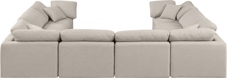 Meridian Furniture - Indulge 140" Linen Textured Fabric Upholstered 8 Piece Modular Sectional - 141Beige-Sec8A - GreatFurnitureDeal