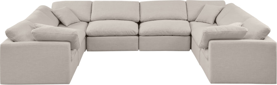 Meridian Furniture - Indulge 140" Linen Textured Fabric Upholstered 8 Piece Modular Sectional - 141Beige-Sec8A - GreatFurnitureDeal