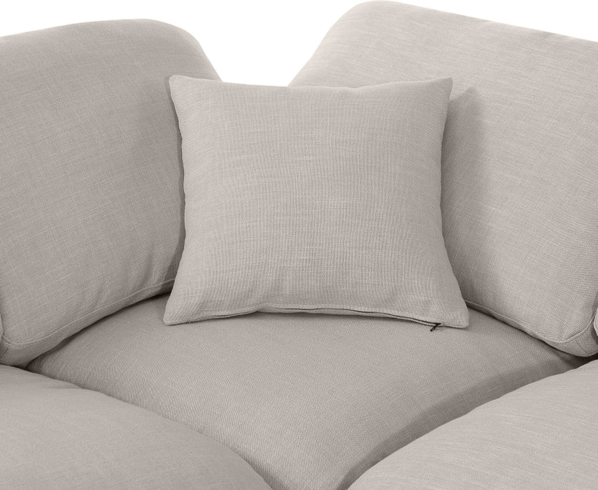 Meridian Furniture - Indulge 140" Linen Textured Fabric Upholstered 8 Piece Modular Sectional - 141Beige-Sec8A - GreatFurnitureDeal