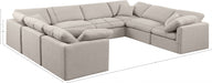Meridian Furniture - Indulge 140" Linen Textured Fabric Upholstered 8 Piece Modular Sectional - 141Beige-Sec8A - GreatFurnitureDeal
