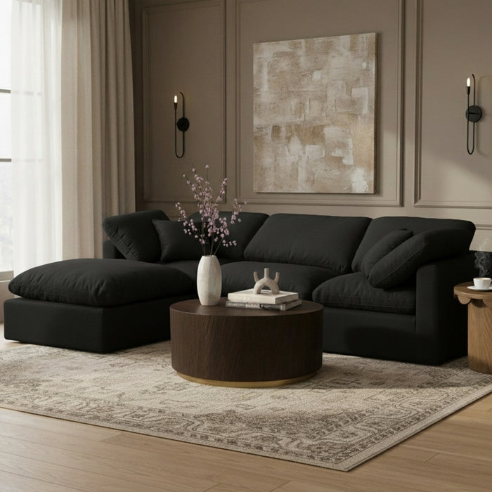 Meridian Furniture - Indulge 105" Linen Textured Fabric Upholstered 4 Piece Modular Sectional - 141Black-Sec4A - GreatFurnitureDeal