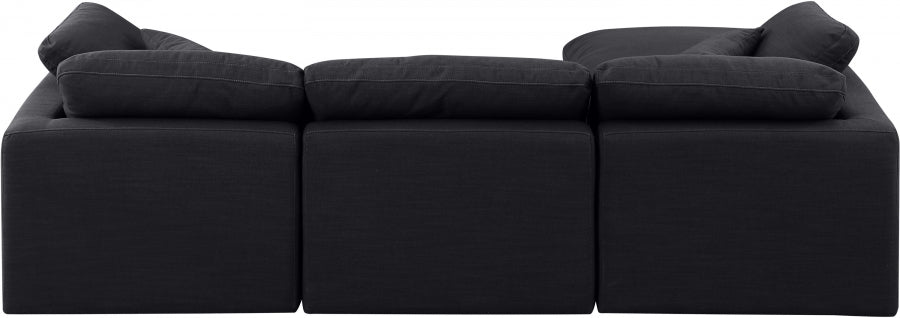 Meridian Furniture - Indulge 105" Linen Textured Fabric Upholstered 4 Piece Modular Sectional - 141Black-Sec4A - GreatFurnitureDeal
