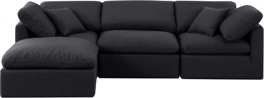 Meridian Furniture - Indulge 105" Linen Textured Fabric Upholstered 4 Piece Modular Sectional - 141Black-Sec4A - GreatFurnitureDeal