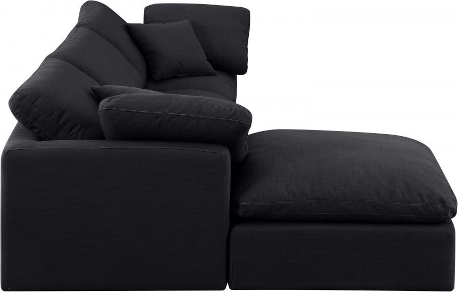 Meridian Furniture - Indulge 105" Linen Textured Fabric Upholstered 4 Piece Modular Sectional - 141Black-Sec4A - GreatFurnitureDeal