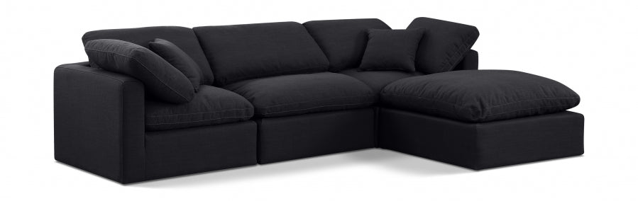 Meridian Furniture - Indulge 105" Linen Textured Fabric Upholstered 4 Piece Modular Sectional - 141Black-Sec4A - GreatFurnitureDeal