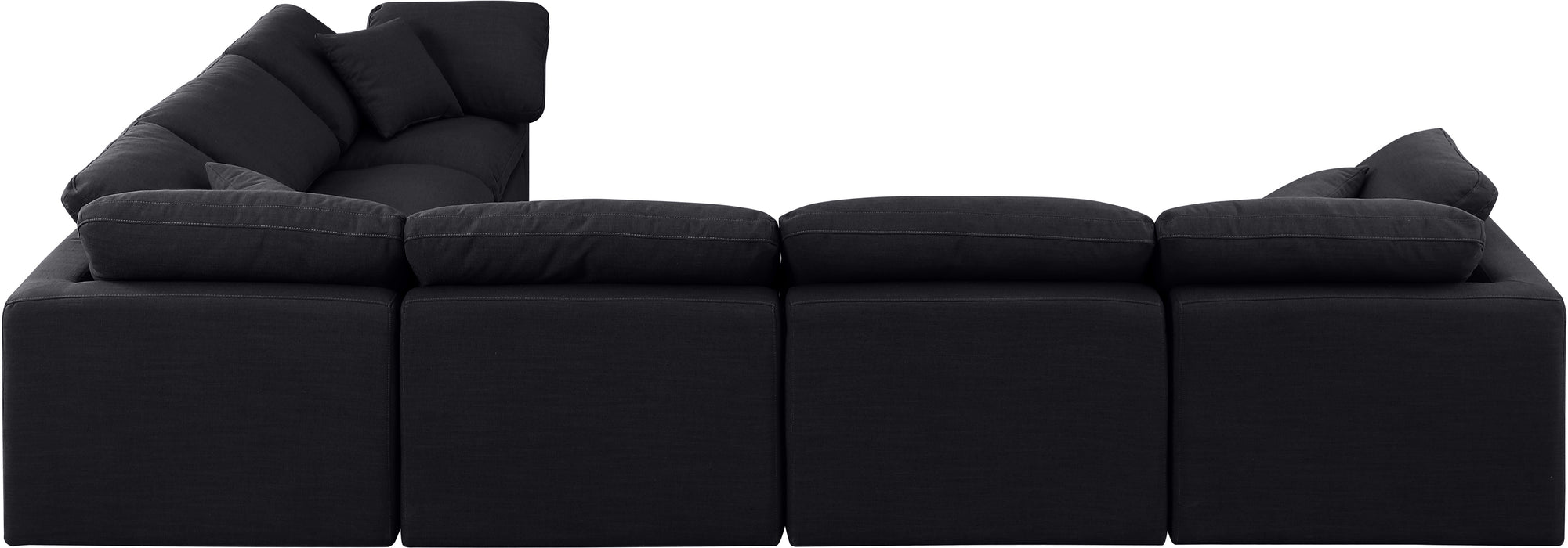 Meridian Furniture - Indulge 140" Linen Textured Fabric Upholstered 6 Piece Modular Sectional - 141Black-Sec6A - GreatFurnitureDeal