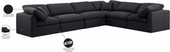 Meridian Furniture - Indulge 140" Linen Textured Fabric Upholstered 6 Piece Modular Sectional - 141Black-Sec6A - GreatFurnitureDeal