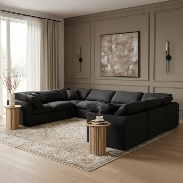 Meridian Furniture - Indulge 140" Linen Textured Fabric Upholstered 8 Piece Modular Sectional - 141Black-Sec8A - GreatFurnitureDeal