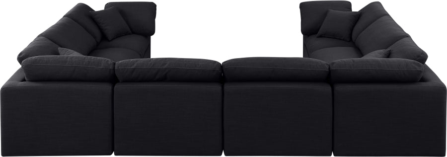Meridian Furniture - Indulge 140" Linen Textured Fabric Upholstered 8 Piece Modular Sectional - 141Black-Sec8A - GreatFurnitureDeal