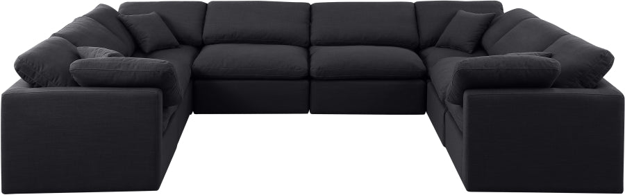 Meridian Furniture - Indulge 140" Linen Textured Fabric Upholstered 8 Piece Modular Sectional - 141Black-Sec8A - GreatFurnitureDeal