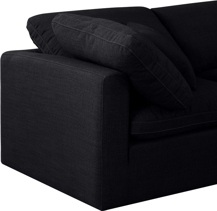 Meridian Furniture - Indulge 140" Linen Textured Fabric Upholstered 8 Piece Modular Sectional - 141Black-Sec8A - GreatFurnitureDeal