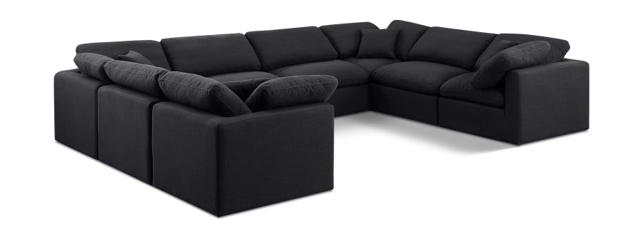 Meridian Furniture - Indulge 140" Linen Textured Fabric Upholstered 8 Piece Modular Sectional - 141Black-Sec8A - GreatFurnitureDeal