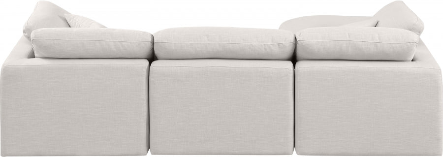 Meridian Furniture - Indulge 105" Linen Textured Fabric Upholstered 4 Piece Modular Sectional - 141Cream-Sec4A - GreatFurnitureDeal