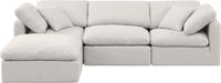Meridian Furniture - Indulge 105" Linen Textured Fabric Upholstered 4 Piece Modular Sectional - 141Cream-Sec4A - GreatFurnitureDeal