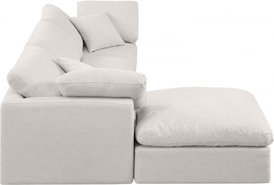 Meridian Furniture - Indulge 105" Linen Textured Fabric Upholstered 4 Piece Modular Sectional - 141Cream-Sec4A - GreatFurnitureDeal