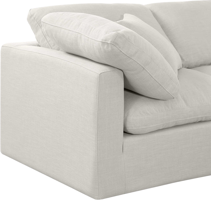 Meridian Furniture - Indulge 105" Linen Textured Fabric Upholstered 4 Piece Modular Sectional - 141Cream-Sec4A - GreatFurnitureDeal
