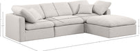 Meridian Furniture - Indulge 105" Linen Textured Fabric Upholstered 4 Piece Modular Sectional - 141Cream-Sec4A - GreatFurnitureDeal