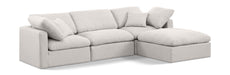Meridian Furniture - Indulge 105" Linen Textured Fabric Upholstered 4 Piece Modular Sectional - 141Cream-Sec4A - GreatFurnitureDeal