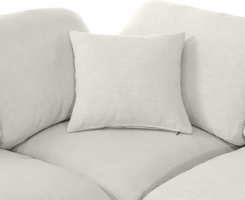 Meridian Furniture - Indulge 140" Linen Textured Fabric Upholstered 8 Piece Modular Sectional - 141Cream-Sec8A - GreatFurnitureDeal
