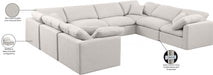 Meridian Furniture - Indulge 140" Linen Textured Fabric Upholstered 8 Piece Modular Sectional - 141Cream-Sec8A - GreatFurnitureDeal