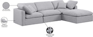 Meridian Furniture - Indulge 105" Linen Textured Fabric Upholstered 4 Piece Modular Sectional - 141Grey-Sec4A - GreatFurnitureDeal